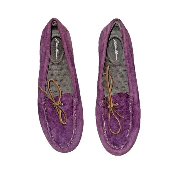 Eddie Bauer Purple Leather Slip On Comfort Shoes Size 9.5 - Picture 1 of 5